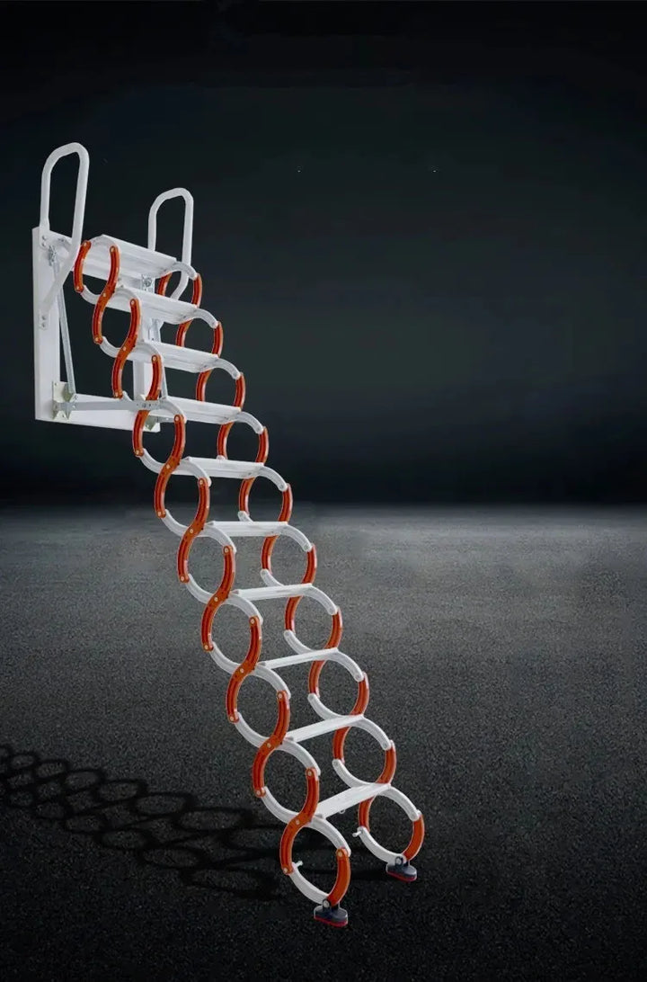 Outdoor Wall-mounted Telescopic Step Ladder carbon steel Lift Ladders for Home Indoor Space-saving Attic Telescopic Staircase