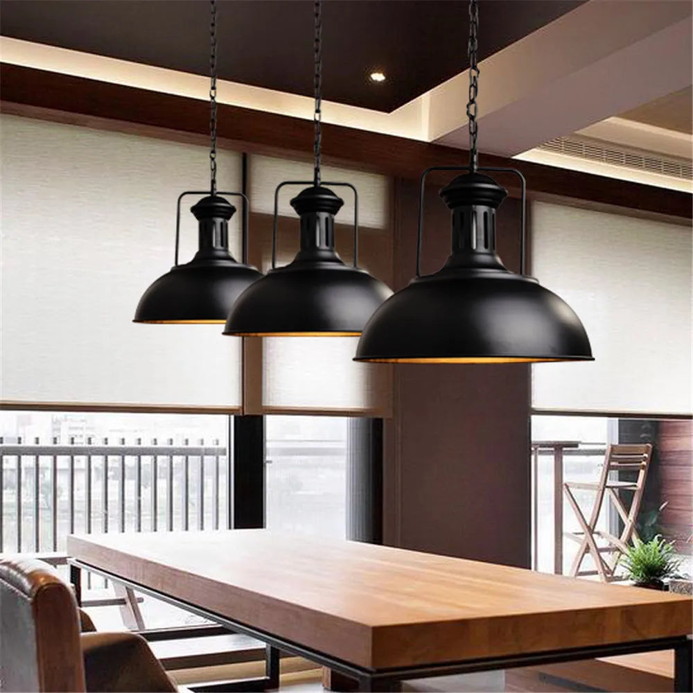 Vintage Bronze Black Metal Hanging Lamp Shade Edison Pendant Light Industrial Lamp