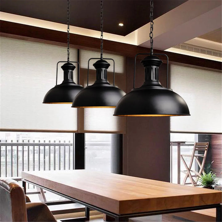Vintage Bronze Black Metal Hanging Lamp Shade Edison Pendant Light Industrial Lamp