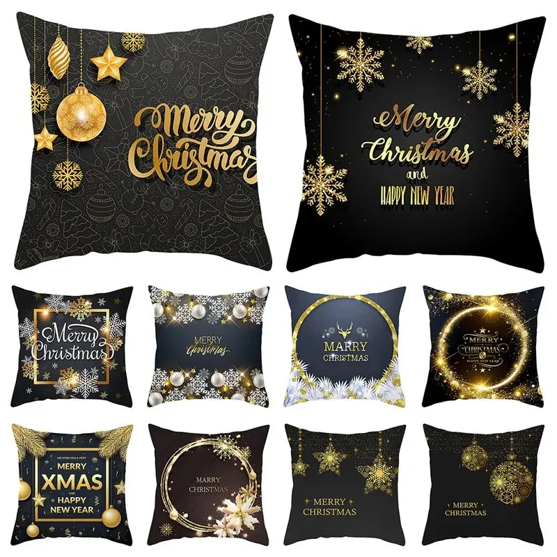 1pcs/set Christmas Black Gold Cushion Cover Merry Christmas Decorations for Home