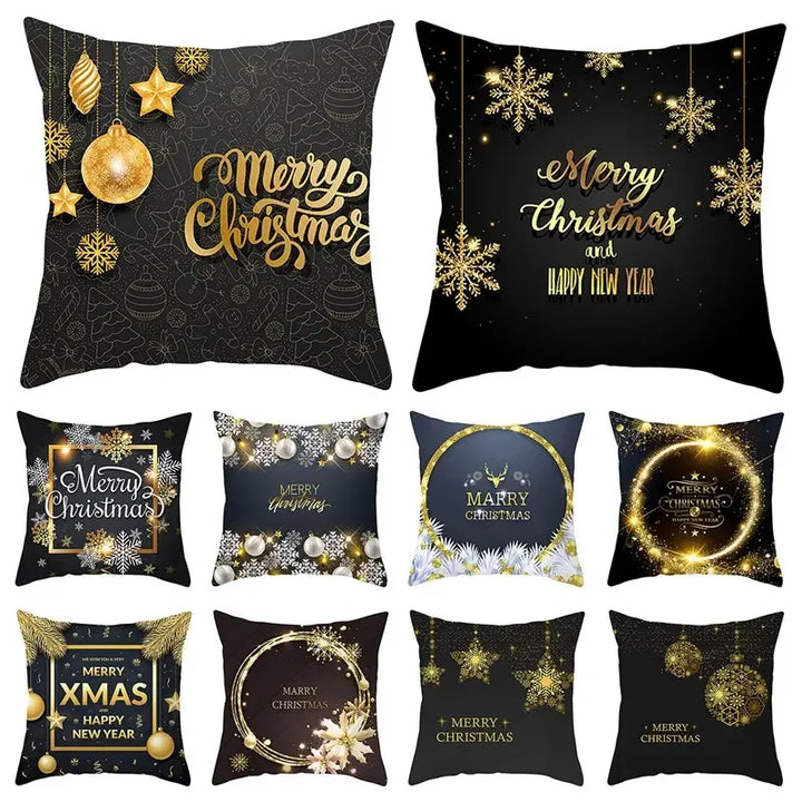 1pcs/set Christmas Black Gold Cushion Cover Merry Christmas Decorations for Home