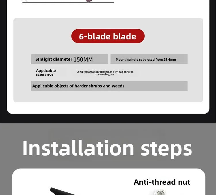 6-Blade Lawn Mower Cutter Head - Universal Multi-Purpose Brush Cutter Attachment for Grass & Weeds (Fits Most Trimmers)