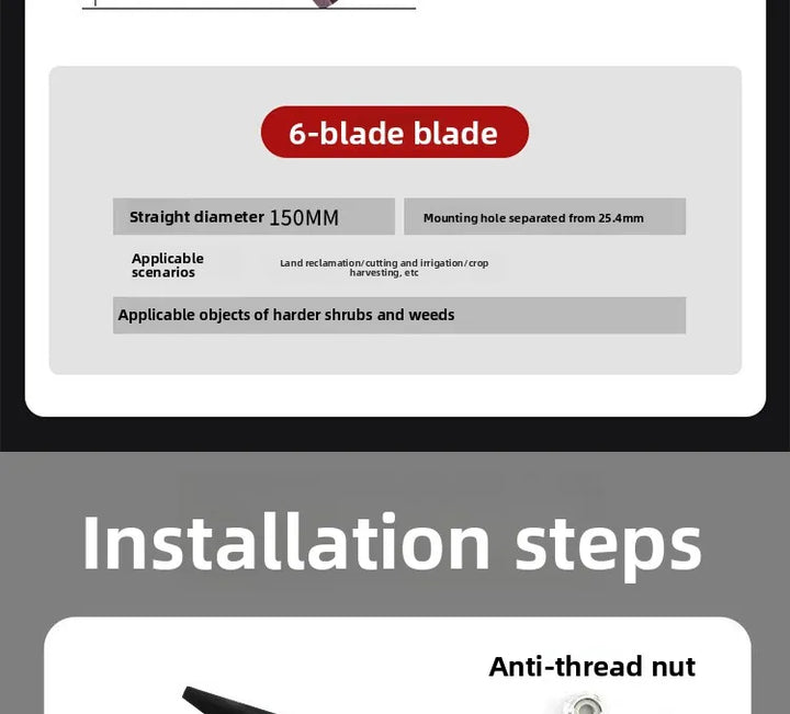 6-Blade Lawn Mower Cutter Head - Universal Multi-Purpose Brush Cutter Attachment for Grass & Weeds (Fits Most Trimmers)
