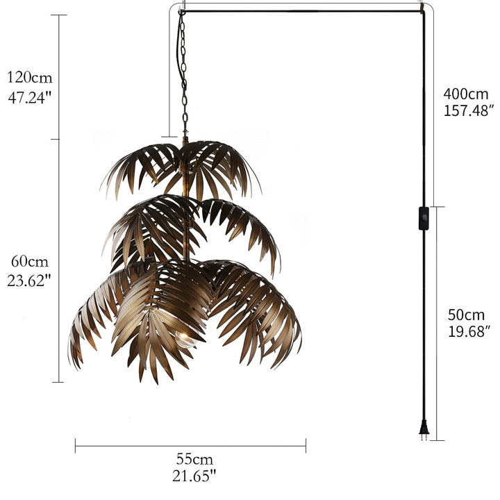 Modern Loft coconut tree leaf chandelier E27 industrial creative hanging lamp for living room restaurant bedroom lobby hotel