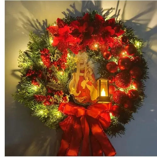 Christmas Wreath for Front Door Red Gold Window Wall Door Decorations 2025 Christmas Garland Ornament