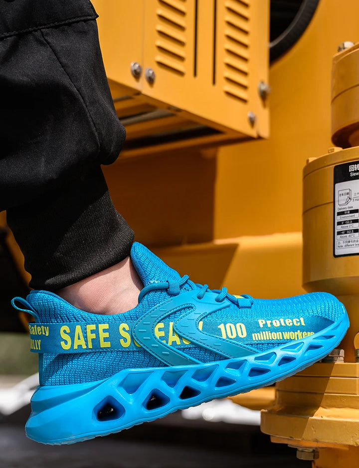 New Safety Shoes Men Breathable Light Work Sneakers Steel Toe Shoes Anti-smash Anti-puncture Indestructible Shoes Large Size 50