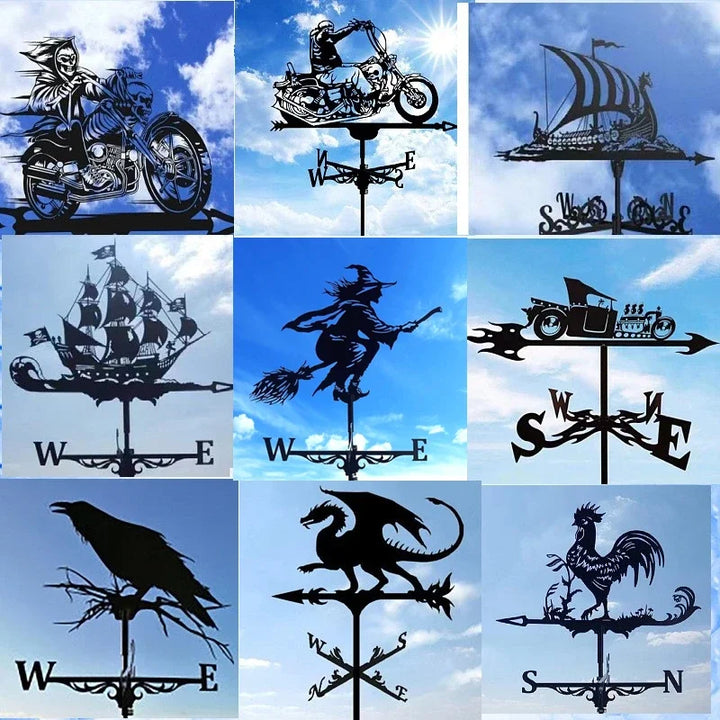 Metal Weathervane,Witch Iron Weather Vane,Sea Rover Wind Direction Indicator,Garden Outdoor Roof Decoration,