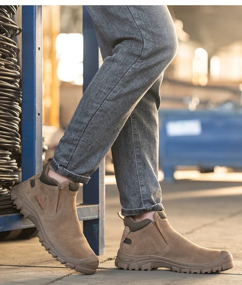 Mens Steel Toe Safety Shoes Breathable Soft Non Slip Work Boots Protective Comfortable Footwear for Men Insulation 6KV Shoes