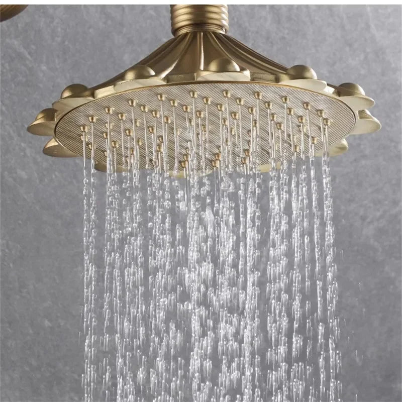 Antique Bronze Carved Bathroom Shower Faucet Set Wall Mounted Bathtub and Shower Faucet Cold & Hot Bath Shower Mixer Tap Brass