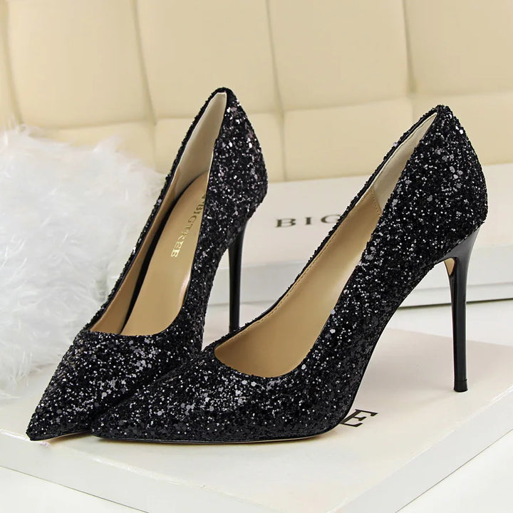 Women 7cm 9.5cm High Heels Bling Pumps Sparkly Heels