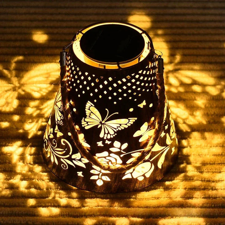 Iron Hollow Solar Lawn Outdoor Butterfly Projectio Garden Lamp  for ,Courtyard Balcony