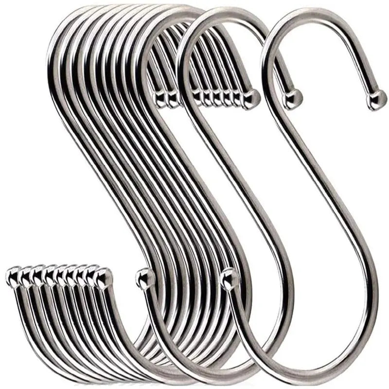 5/10Pcs Stainless Steel S-Shape Hook Multi-function Railing Hanger Clasp Holder Bedroom Kitchen Bathroom Hanging Storage Tools