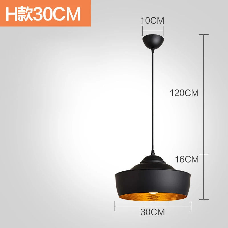 Nordic Retro Industrial Black Ceiling Pendant Lamp E27 for Restaurant Dining Table Bar Decorative Lighting Fixture