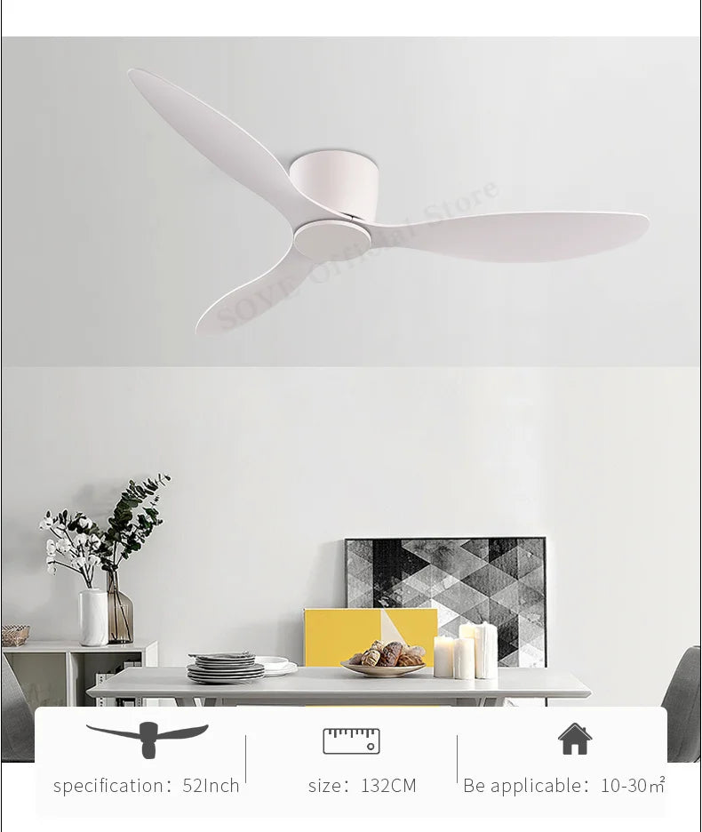 SOVE Low Floor Modern Ceiling Fans Without Light DC 30W Ceiling Fan With Remote Control Home Simple Ceiling Fan No Lights 220V