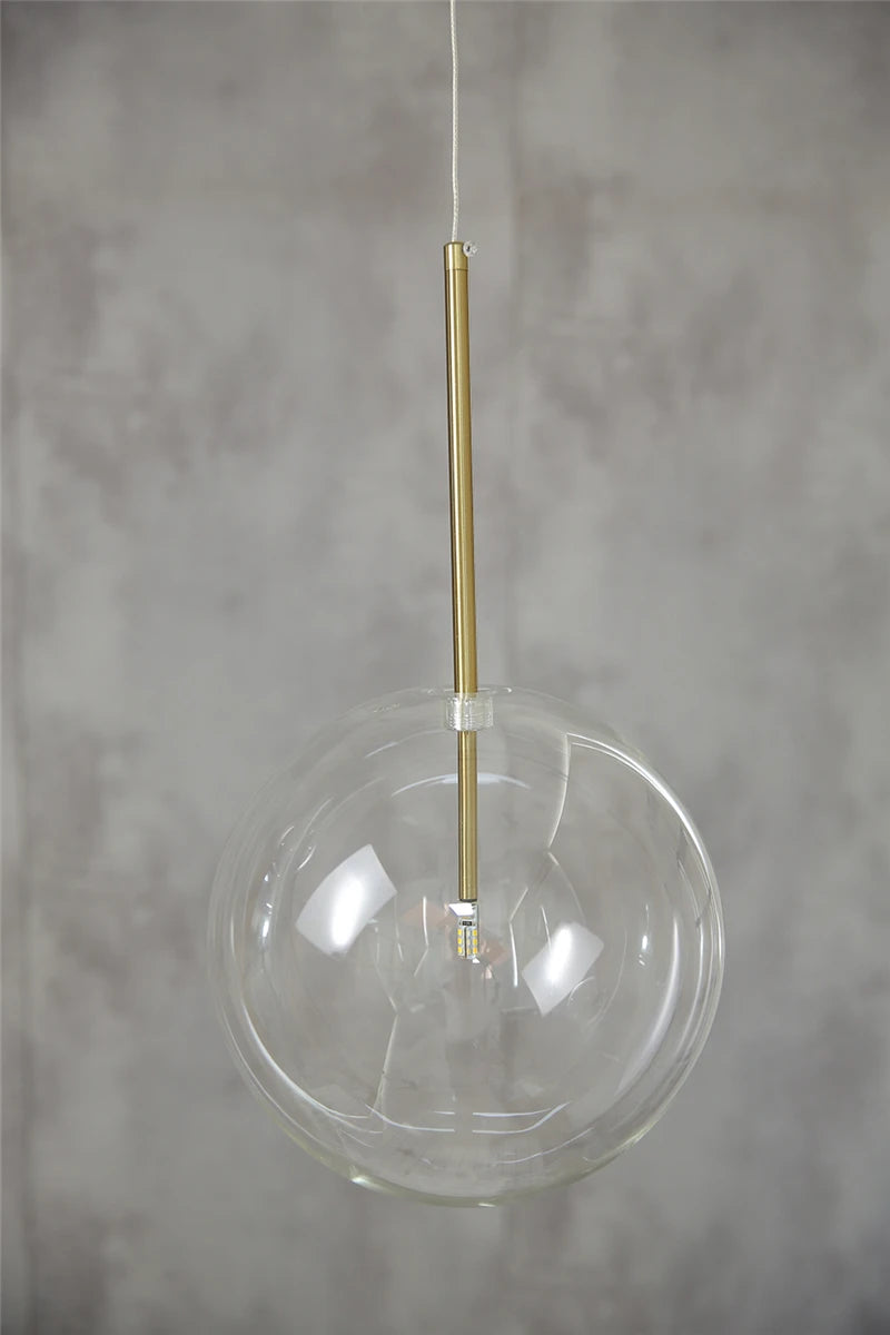Nordic Clear Glass Pendant Lights Globe Chrome Glass Ball Pendant Lamp Dining Room Kitchen Hanging Lamp decor lighting fixtures