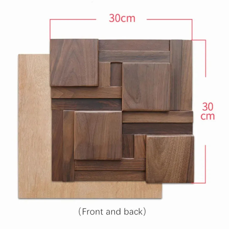 Black Walnut Log Solid Wood Mosaic Tile Square Mosaic Background Sofa TV Background Wall Decoration Art Acoustic Diffuser Panel