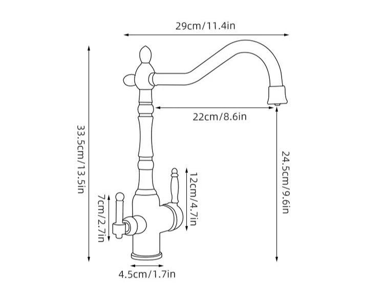 Brass light luxury three-in-one pure water faucet household sink washbasin hot and cold water faucet anti-splash