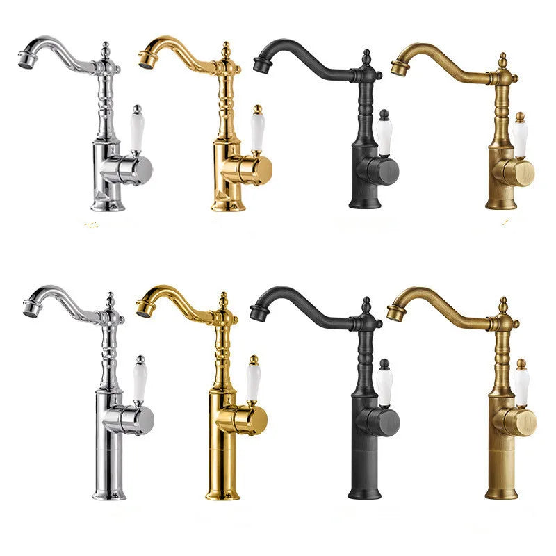 Antique Bronze Basin faucet Gold  bathroom faucet Deck Mounted Black Kitchen Faucet  sink tap Hot Cold Chrome basin Tap Brass