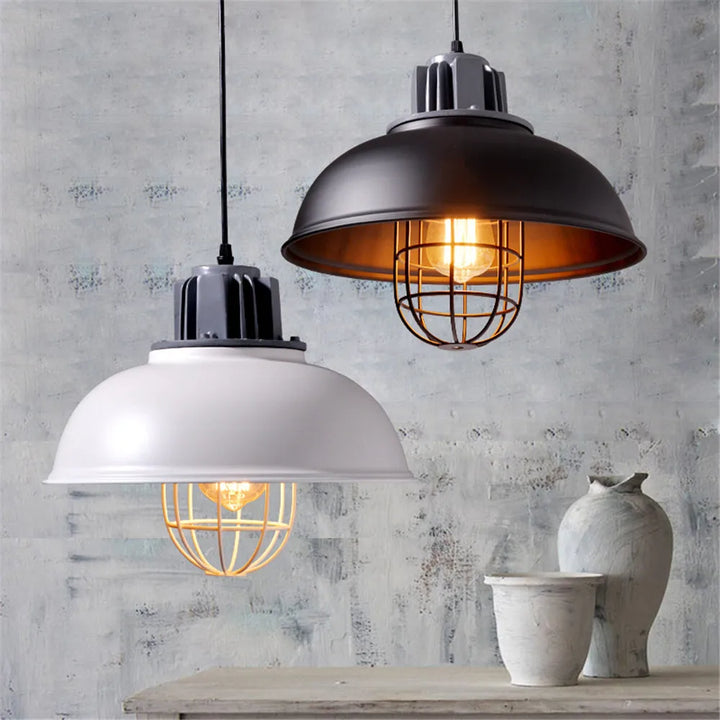Vintage Bronze Black Metal Hanging Lamp Shade Edison Pendant Light Industrial Lamp