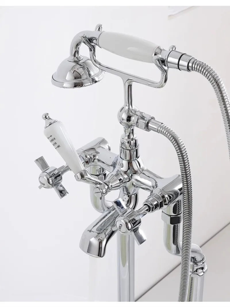 Bathtub Faucet Set Floor Decked Bathroom Classical Top High Quality Gold American Style Ceramic Handle Shower Faucet