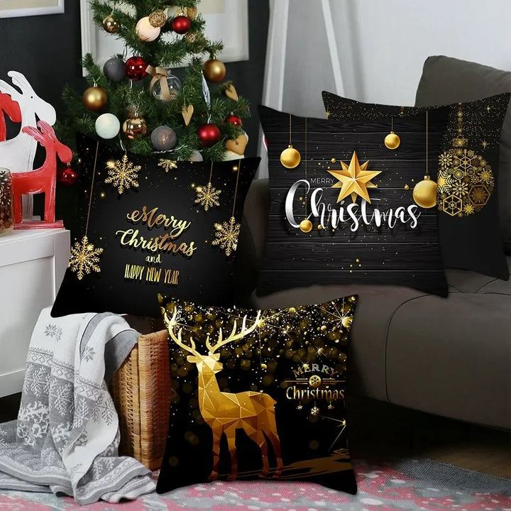 1pcs/set Christmas Black Gold Cushion Cover Merry Christmas Decorations for Home