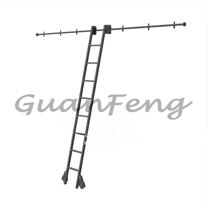 Bookshelf Mobile wrought iron Track ladder Bookshelf Library Home  Indoor attic one-word ladder