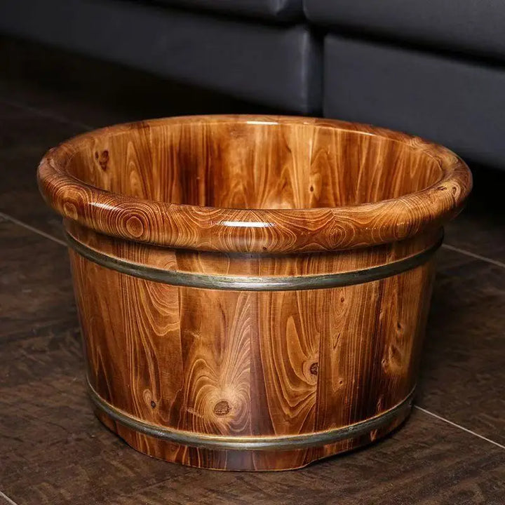 Carbonized foot soaking wooden bucket beauty salon home use solid wood insulation calf health foot bath tub wooden foot bath tub