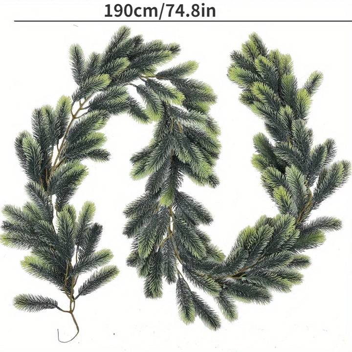 Handcrafted 74.8" Pine Christmas Garland with LED String Lights - Perfect for Indoor & Outdoor Holiday Decor, Christmas Decor