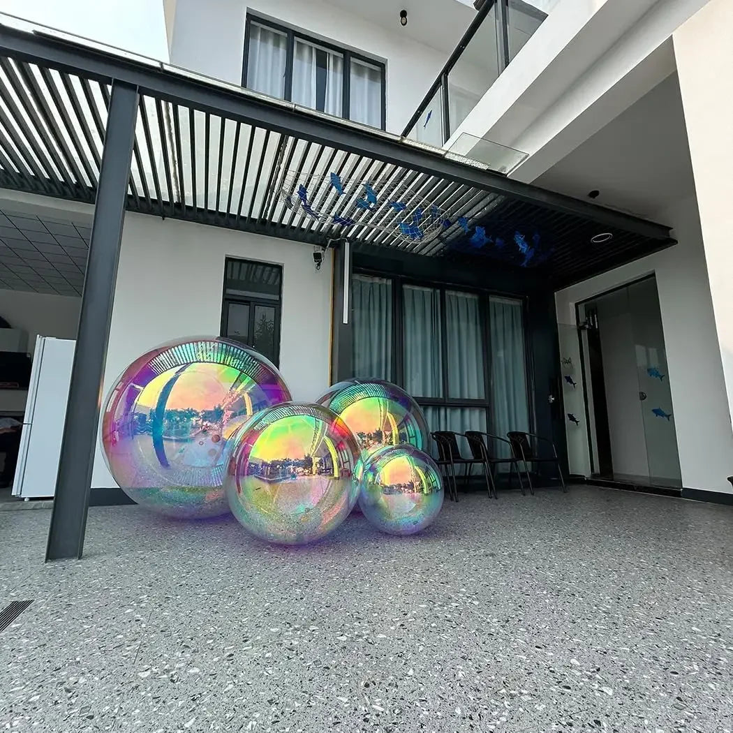 Inflatable Mirror Ball Set - Giant Sealed Shiny Reusable Balls for Wedding, Outdoor Pool Party & Nightclub Decor