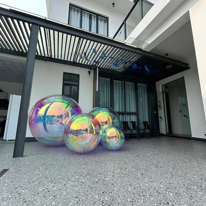 Inflatable Mirror Ball Set - Giant Sealed Shiny Reusable Balls for Wedding, Outdoor Pool Party & Nightclub Decor