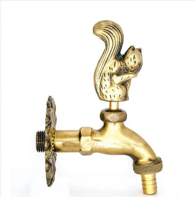 Vidric Outdoor Decorativ Garden Faucet Animal Shape Bibcock Green/Antique Brass Tap Washing Mop/Garden Watering Animal Faucet