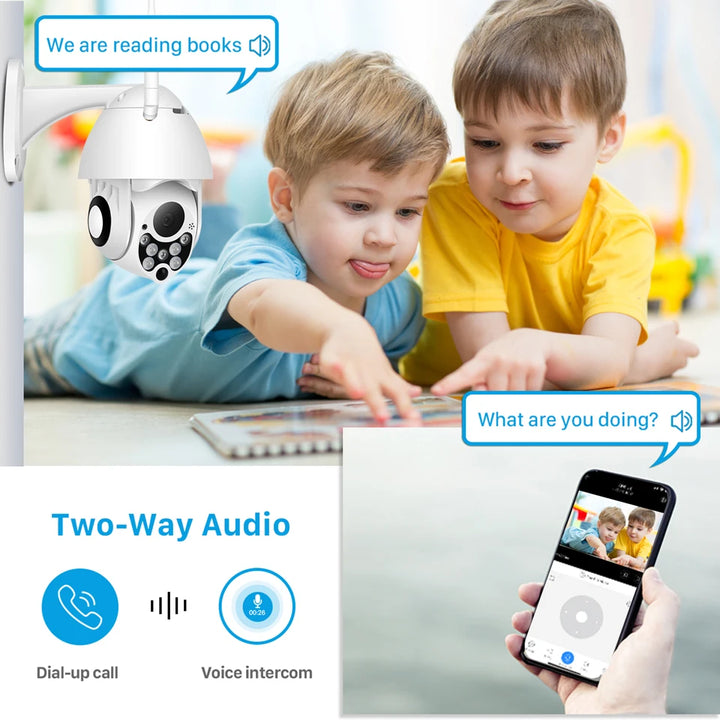YCC365 Plus Wifi Camera Outdoor 1080P HD CCTV Security Camera PTZ 4x Zoom Waterproof Speed Dome Wireless Surveillance Camera