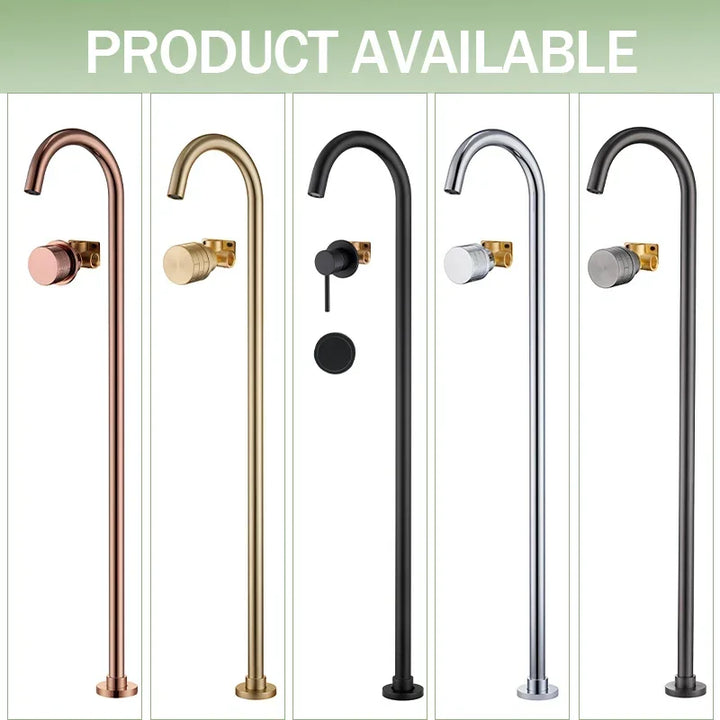 Floor Standing Bathtub Faucet Brass Body Hot Cold Mixer with Handle Rose Gold Independent Faucet Chrome Grey Black