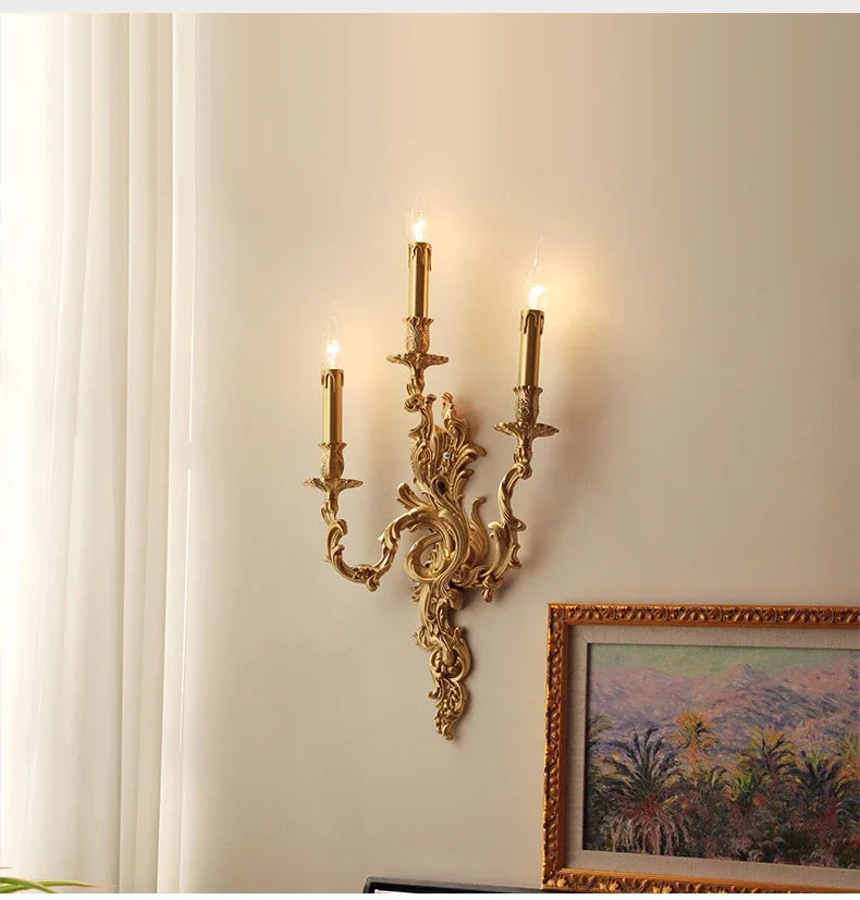Nordic Copper Wall Lamps Living Dining Room Bedroom Bedsides Lights Corridor Retro Loft Villa Home Decor
