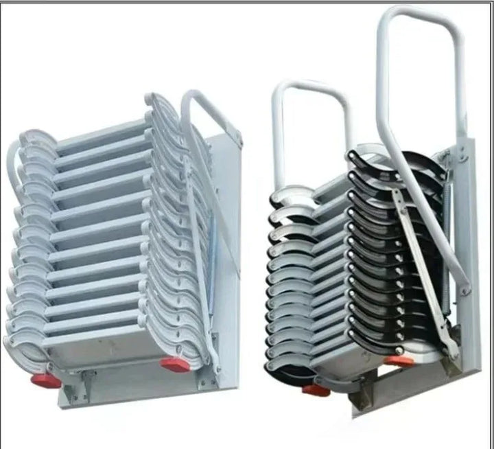 Outdoor Wall-mounted Telescopic Step Ladder carbon steel Lift Ladders for Home Indoor Space-saving Attic Telescopic Staircase