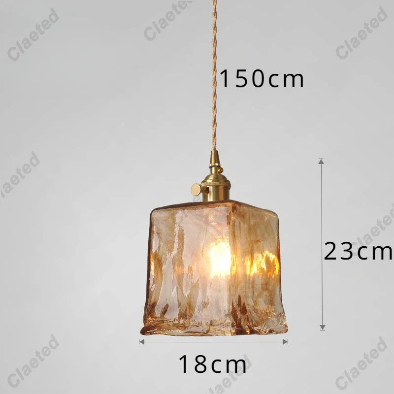 IWHD Modern Copper Glass LED Pendant Lamp Switch Living Room Bedroom Green Amber White Nordic Hanging Lights