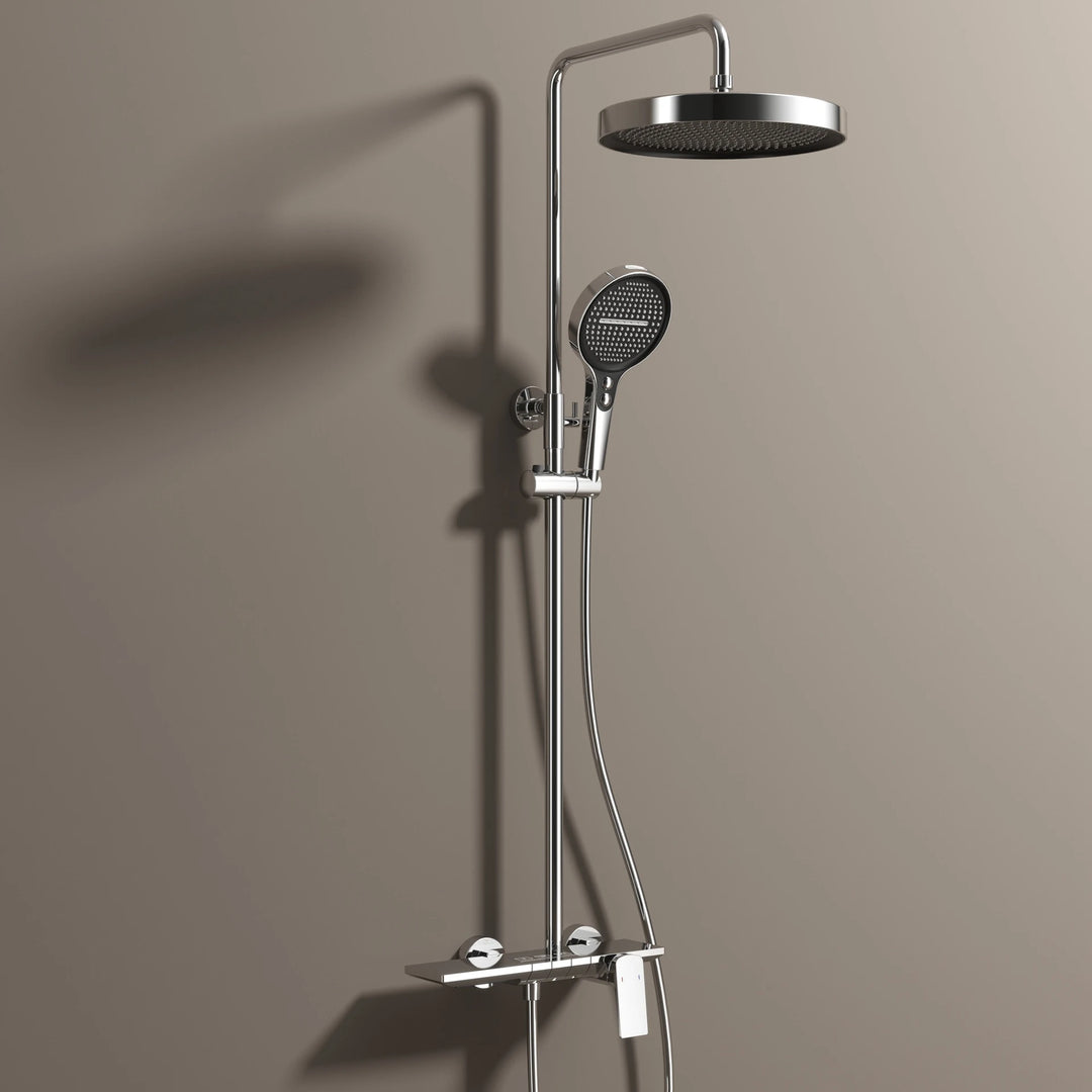 Brushed Rose Gold Piano Bathroom Shower Set Brass Hot Cold Bathroom Mixer Faucet Rain Shower Head Hot Cold Piano Shower System