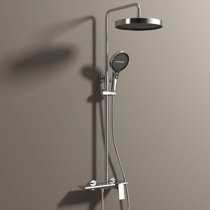 Brushed Rose Gold Piano Bathroom Shower Set Brass Hot Cold Bathroom Mixer Faucet Rain Shower Head Hot Cold Piano Shower System