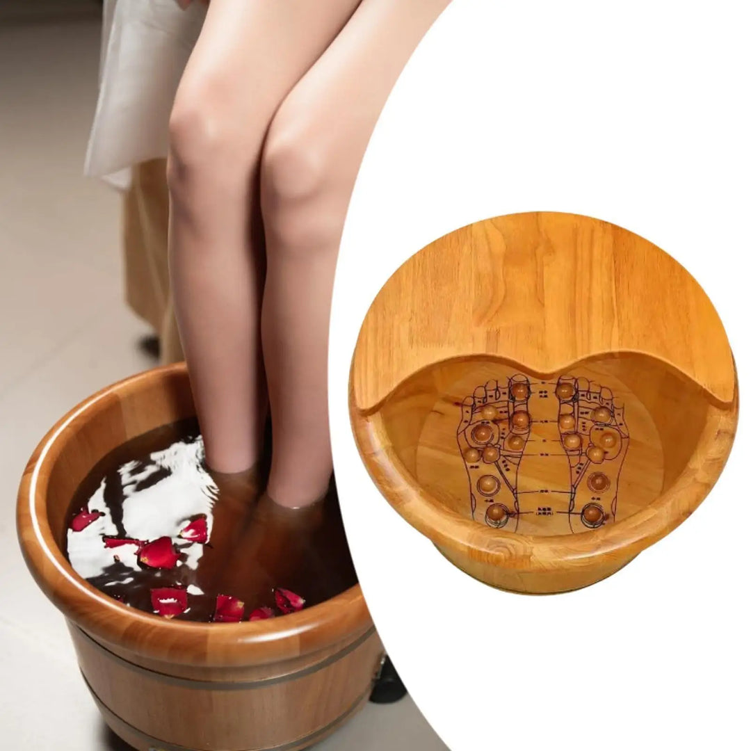 Cedar Foot Bath Tub with Massage Deep Sauna Foot Tub with Lid Footbath Basin Foot