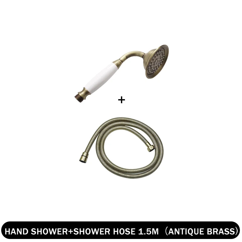 Brass Golden Rainfall Shower Head Rose Gold Handheld Shower Bathroom