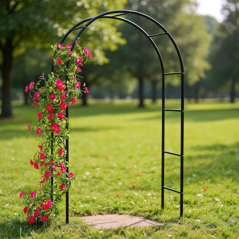Large Metal Garden Arch100Inch Gothic Wedding Flower Stand Heavy Duty Steel Frame Outdoor Lawn Climbing Frame1-2pc