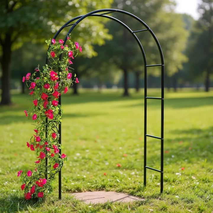 Large Metal Garden Arch100Inch Gothic Wedding Flower Stand Heavy Duty Steel Frame Outdoor Lawn Climbing Frame1-2pc