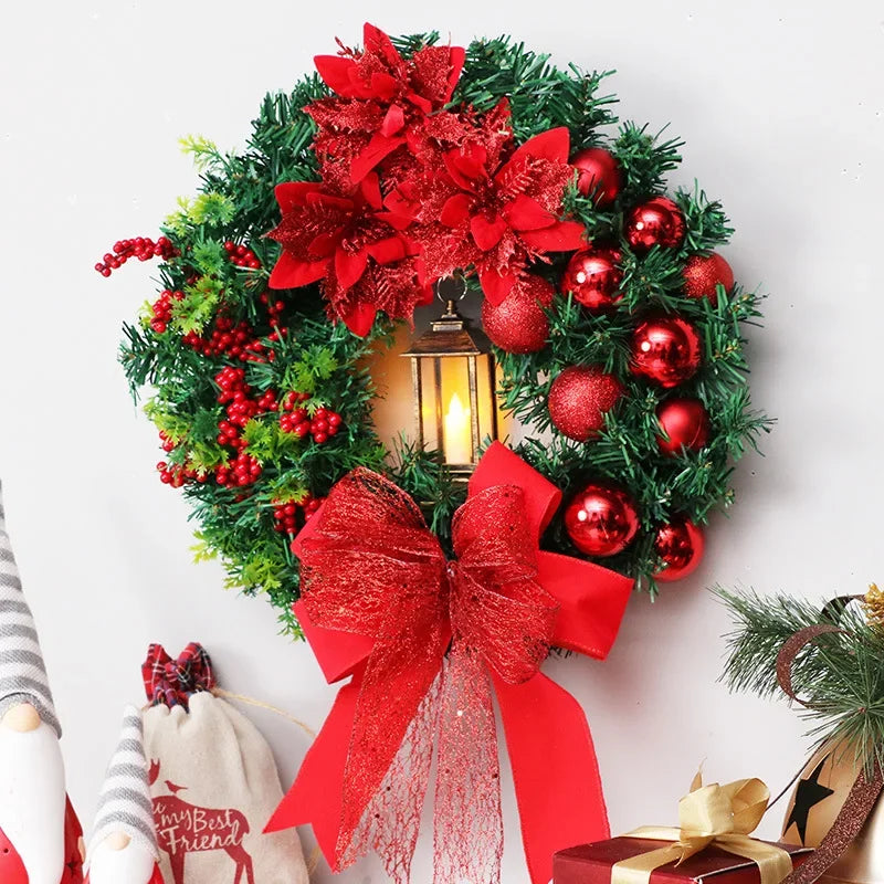 Christmas Wreath for Front Door Red Gold Window Wall Door Decorations 2024 Christmas Garland Ornament Guirnalda Navidad