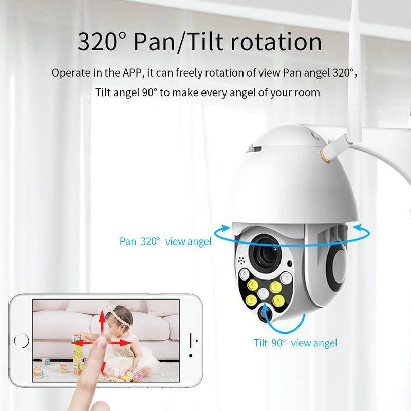 YCC365 Plus WIFI Camera Wireless Outdoor IP Security Protection Two Way Audio 1080P PTZ Tilt Speed Dome Surveillance CCTV Camera