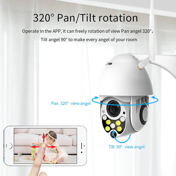 YCC365 Plus WIFI Camera Wireless Outdoor IP Security Protection Two Way Audio 1080P PTZ Tilt Speed Dome Surveillance CCTV Camera