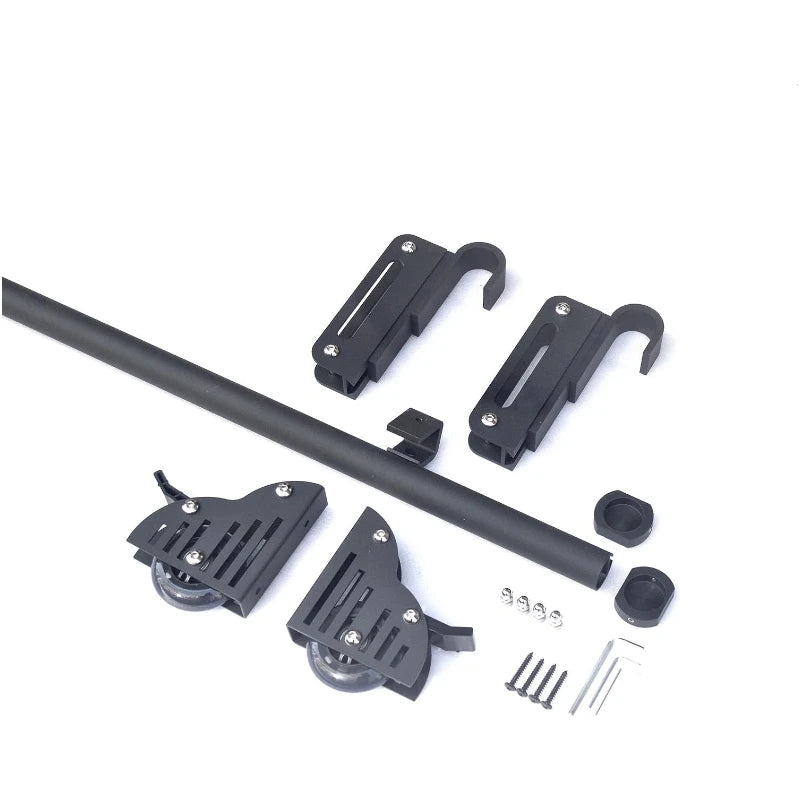 4FT(122cm) Hook on Rolling Library Ladder Hardware Kit with 87"(2.2M) Metal Ladder,Sliding Track Kit,Floor Roller with Brake