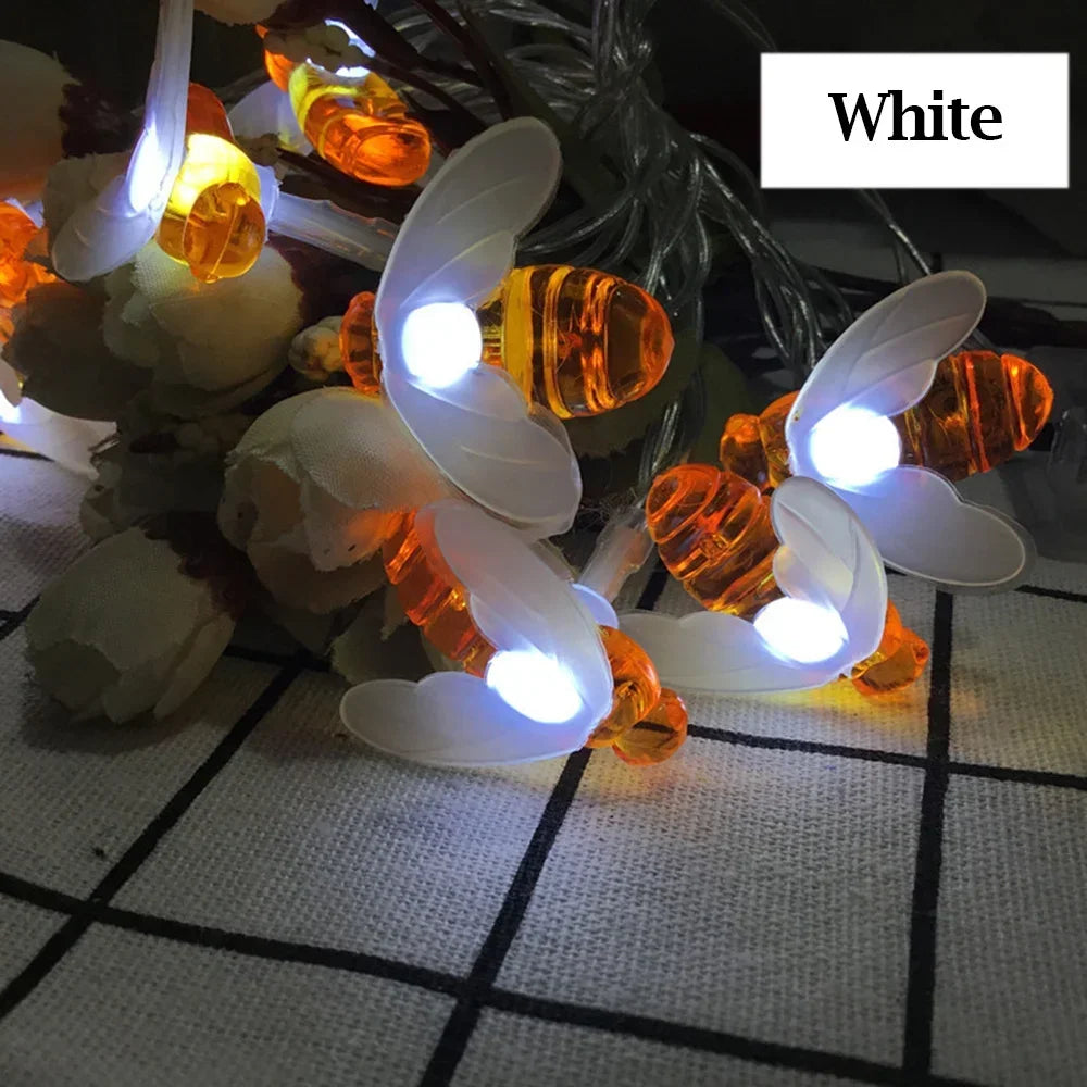Solar Bee LED String Lights Outdoor Holiday Party Lighting Night Lamp for Garden