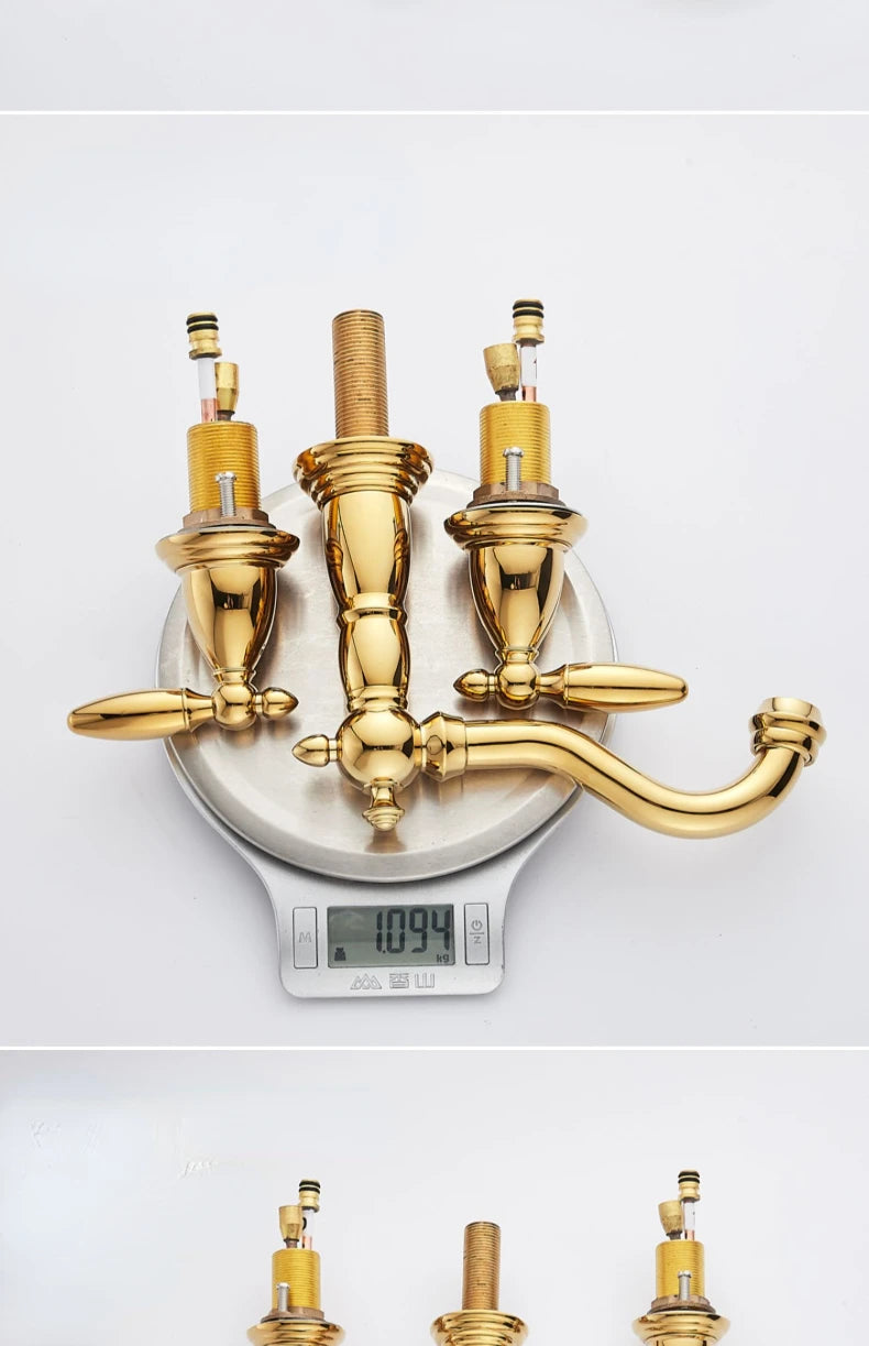 3 PCS Bathroom Faucets Dual Holder Three Hole Widespread Bathroom Sink Basin Faucets Deck Mounted Mixer Tap