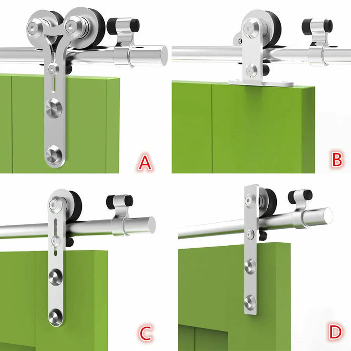 CCJH 4/5/5.5/6/6.6FT Silver Stainless Steel Sliding Barn Wood Door Hardware Kit  For Single Door ，Can be Customed