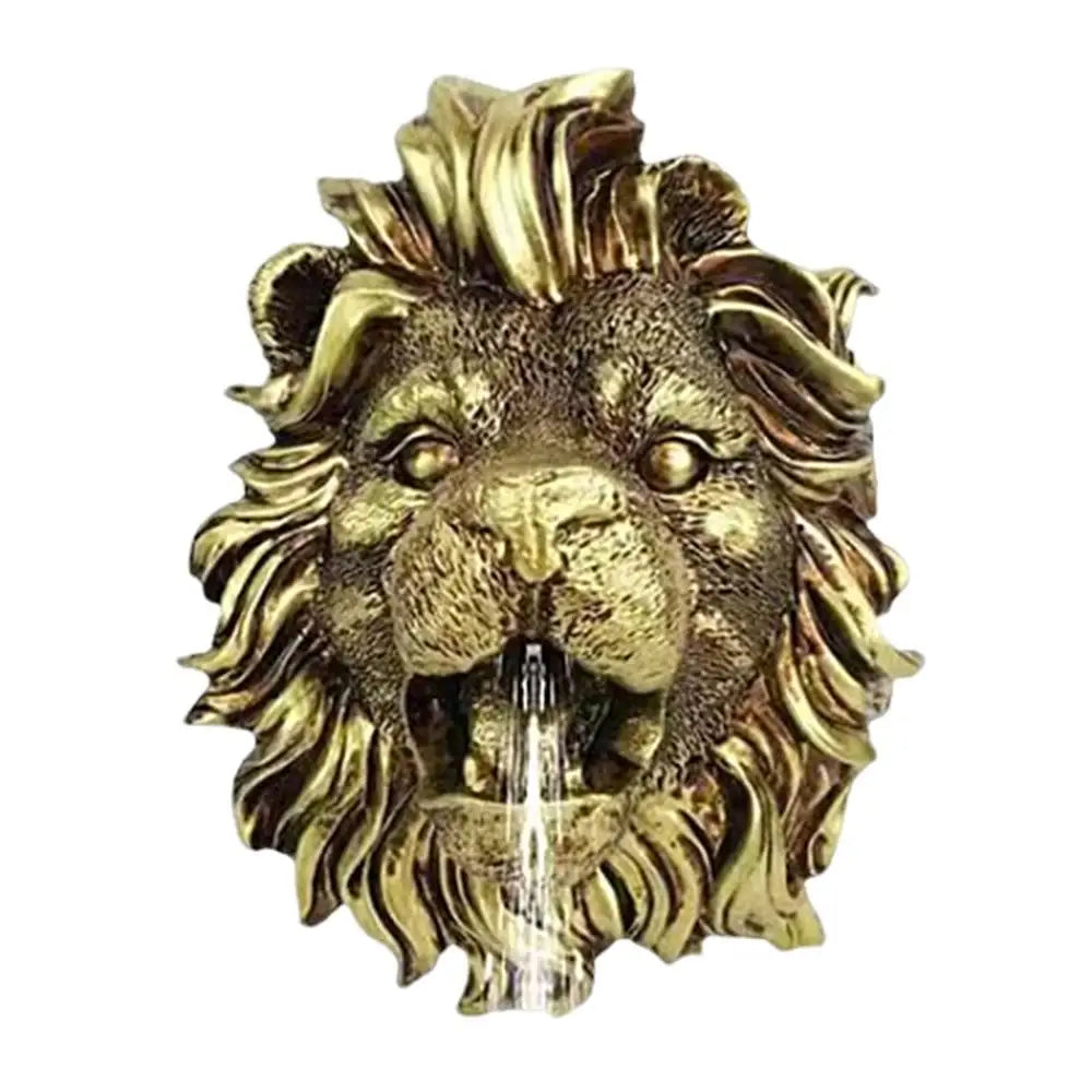 Fountain Spout Lion Pool Sprayer Fountain Natural Resin Water Fountain Ornaments Water Garden & Pond Decor Sprinkler Wall Art